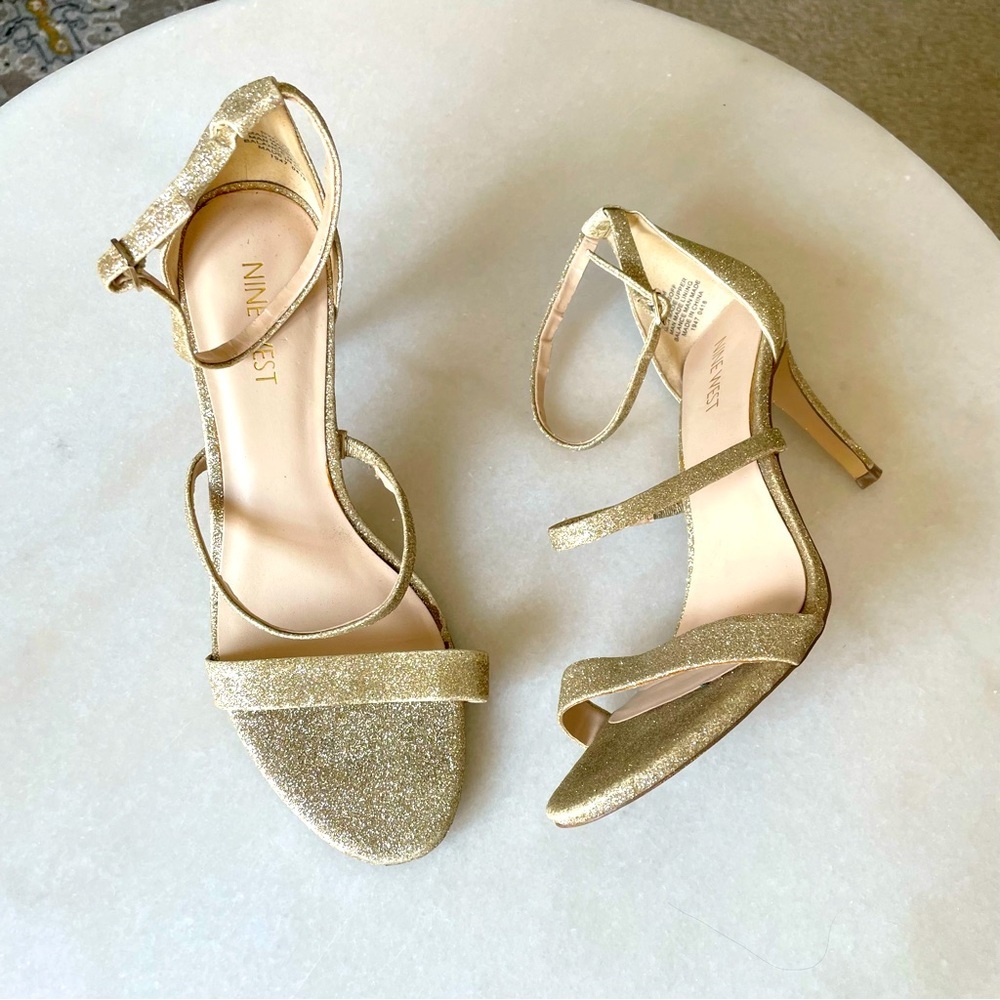 Nine West Gold Shimmery Heel Sandals size 7.5